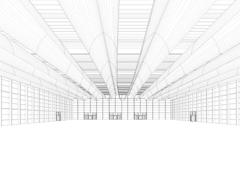 Exhibition Hall 22 interior and exterior 3D Model