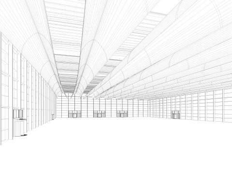 Exhibition Hall 22 interior and exterior 3D Model