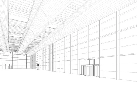Exhibition Hall 22 interior and exterior 3D Model