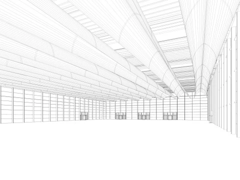 Exhibition Hall 22 interior and exterior 3D Model