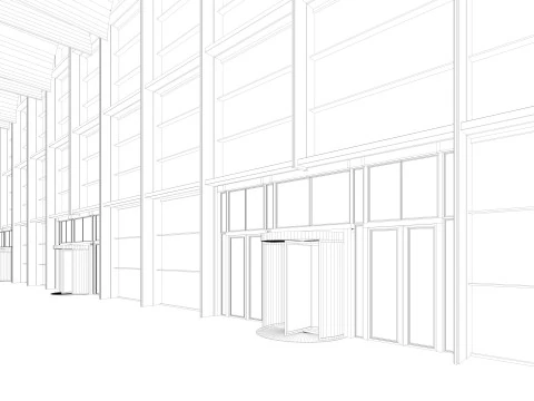 Exhibition Hall 22 interior and exterior 3D Model