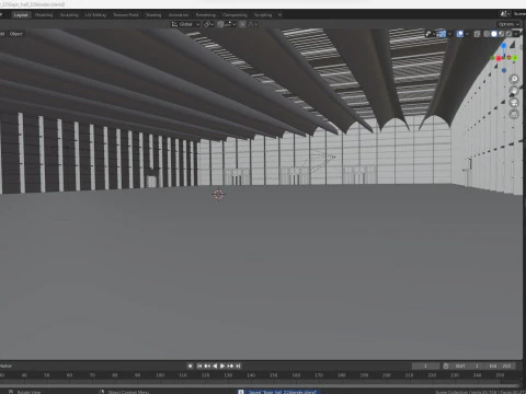 Exhibition Hall 22 interior and exterior 3D Model