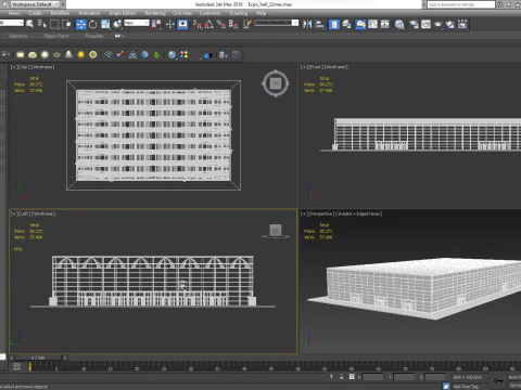 Exhibition Hall 22 interior and exterior 3D Model