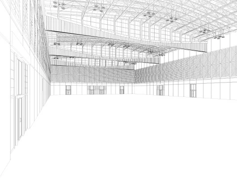 Exhibition Hall 30 interior and exterior 3D Model