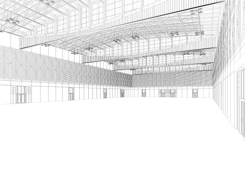 Exhibition Hall 30 interior and exterior 3D Model