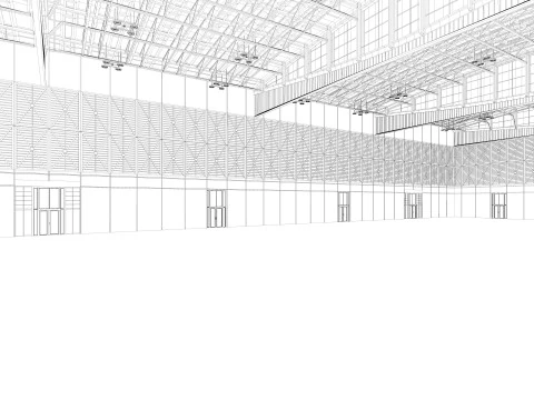 Exhibition Hall 30 interior and exterior 3D Model