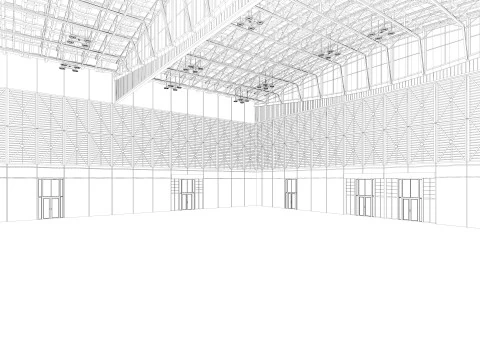 Exhibition Hall 30 interior and exterior 3D Model