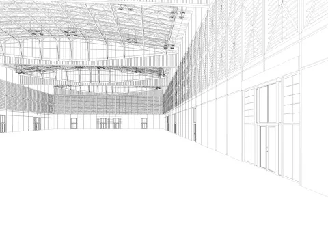 Exhibition Hall 30 interior and exterior 3D Model