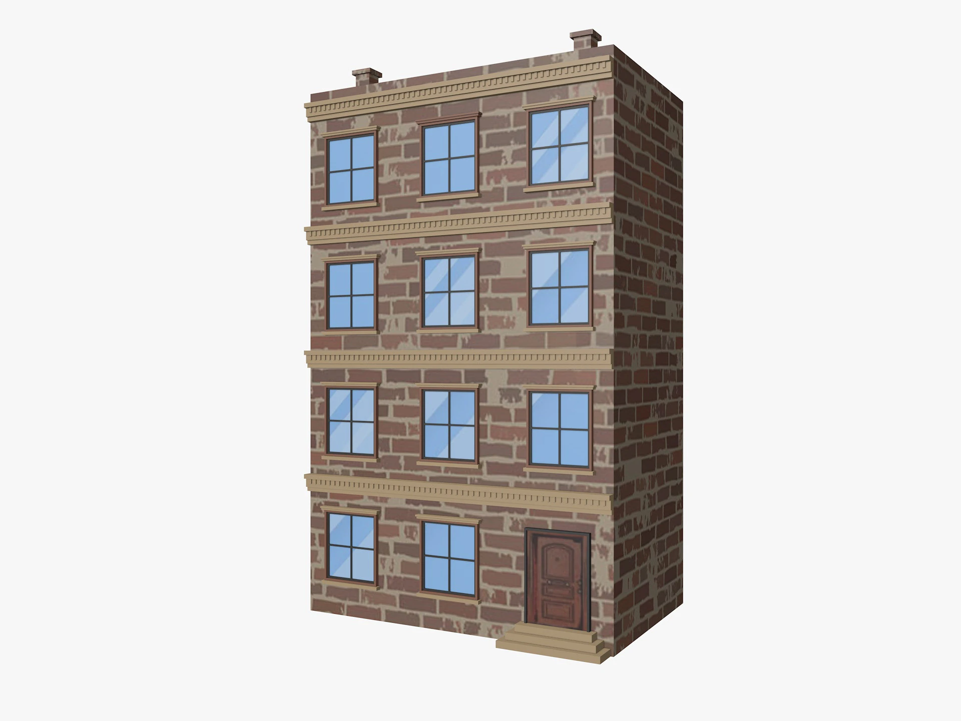 Cartoon Building 5 Low-poly 3D Model .c4d .max .obj .3ds .fbx .stl .blend