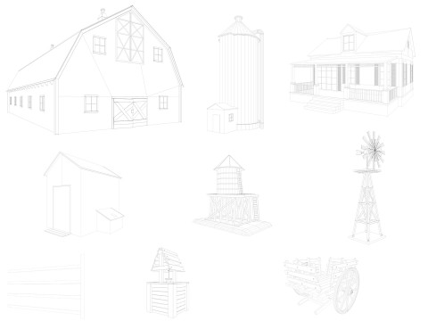 Farm Scene Low-poly 3D Model