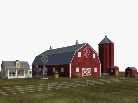 Farm Scene Low-poly 3D Model