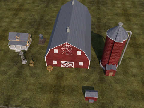 Farm Scene Low-poly 3D Model
