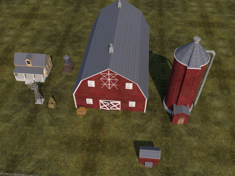 Farm Scene Low-poly 3D Model