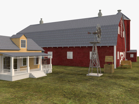 Farm Scene Low-poly 3D Model