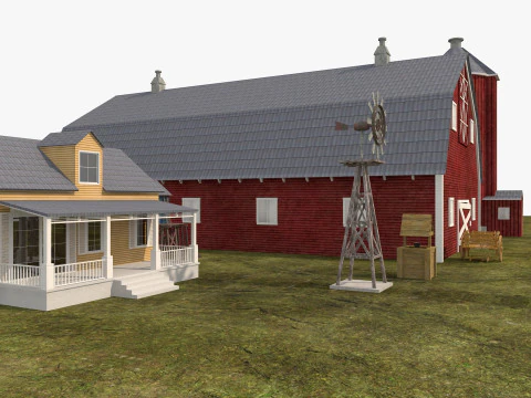 Farm Scene Low-poly 3D Model