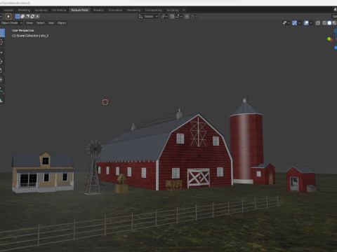 Farm Scene Low-poly 3D Model