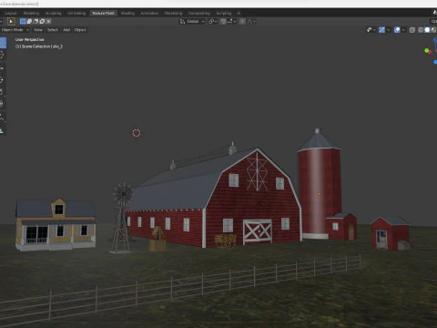 Farm Scene Low-poly 3D Model