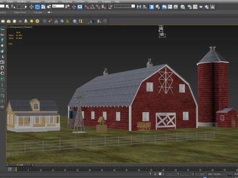 Farm Scene Low-poly 3D Model