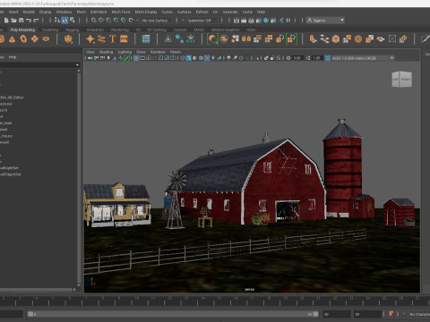 Farm Scene Low-poly 3D Model