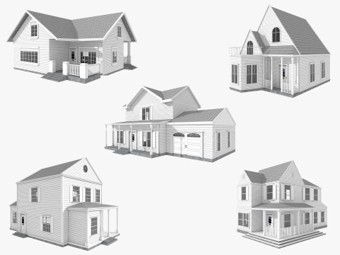 Five House Collection 3D Model