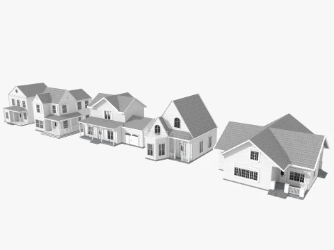 Five House Collection 3D Model