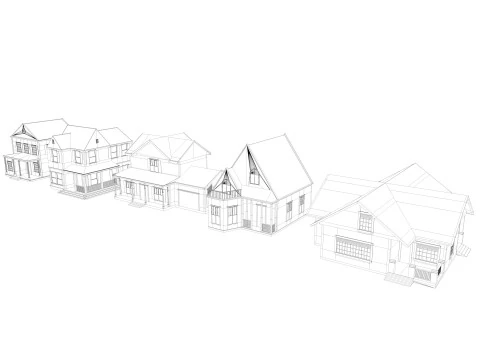 Five House Collection 3D Model