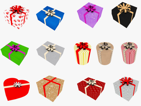 Gift Boxes Low-poly 3D Model