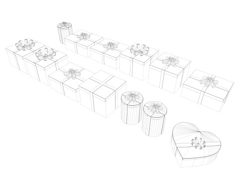Gift Boxes Low-poly 3D Модель