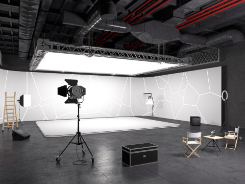 Hangar Photo Studio Scene 3D Model