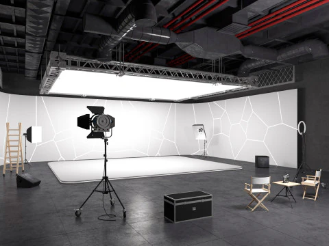 Hangar Photo Studio Scene 3D Model