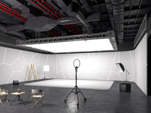 Hangar Photo Studio Scene 3D Model