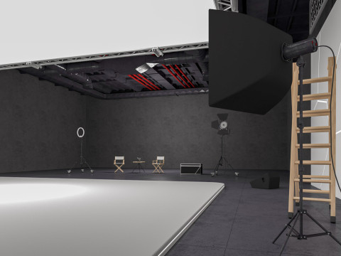 Hangar Photo Studio Scene 3D Model
