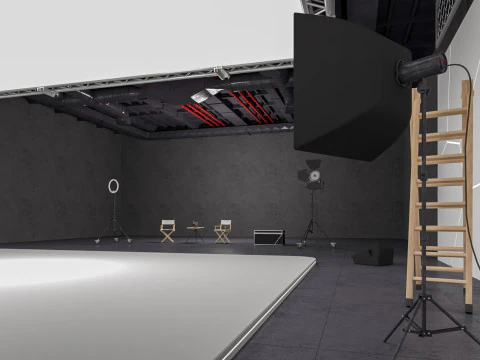 Hangar Photo Studio Scene 3D Model