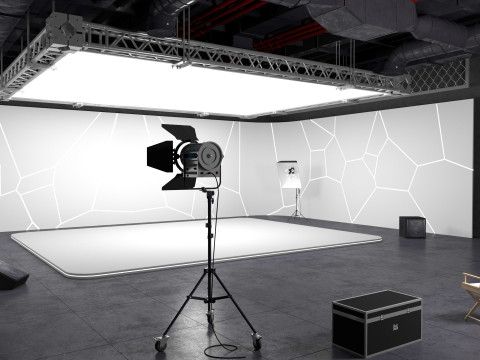 Hangar Photo Studio Scene 3D Model