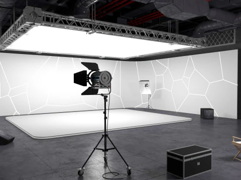 Hangar Photo Studio Scene 3D Model