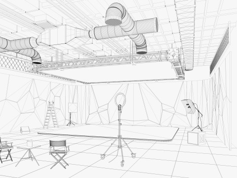 Hangar Photo Studio Scene 3D Model