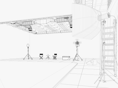 Hangar Photo Studio Scene 3D Model
