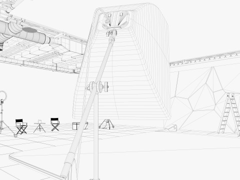 Hangar Photo Studio Scene 3D Model