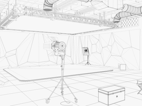 Hangar Photo Studio Scene 3D Model