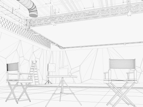 Hangar Photo Studio Scene 3D Model