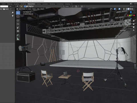Hangar Photo Studio Scene 3D Model