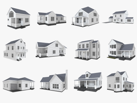 House Collection 12 House Low poly 3D Model