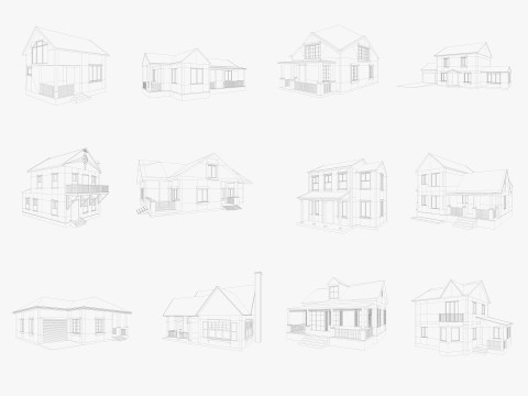House Collection 12 House Low poly Model 3D