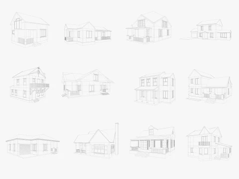 House Collection 12 House Low poly 3D Model