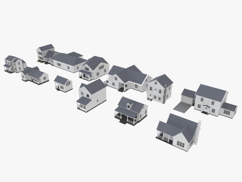 House Collection 12 House Low poly Model 3D
