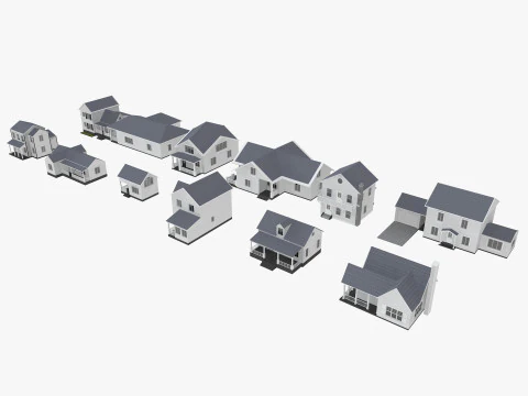House Collection 12 House Low poly 3D Model