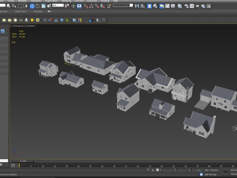 House Collection 12 House Low poly Model 3D