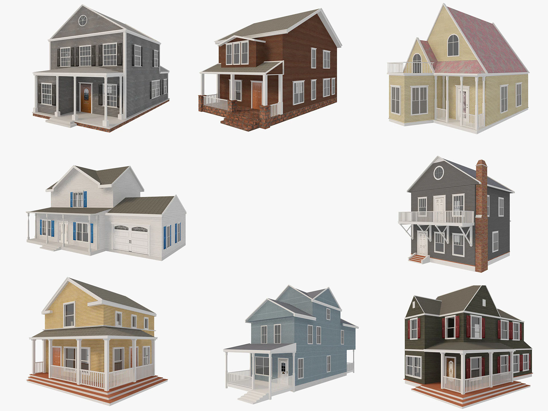 House Collection 2 3D Model .c4d .max .obj .3ds .fbx .stl .blend 