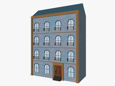 Cartoon Building 6 Low-poly Modelo 3D