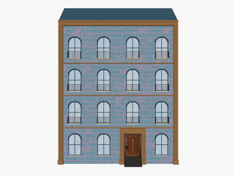 Cartoon Building 6 Low-poly Model 3D